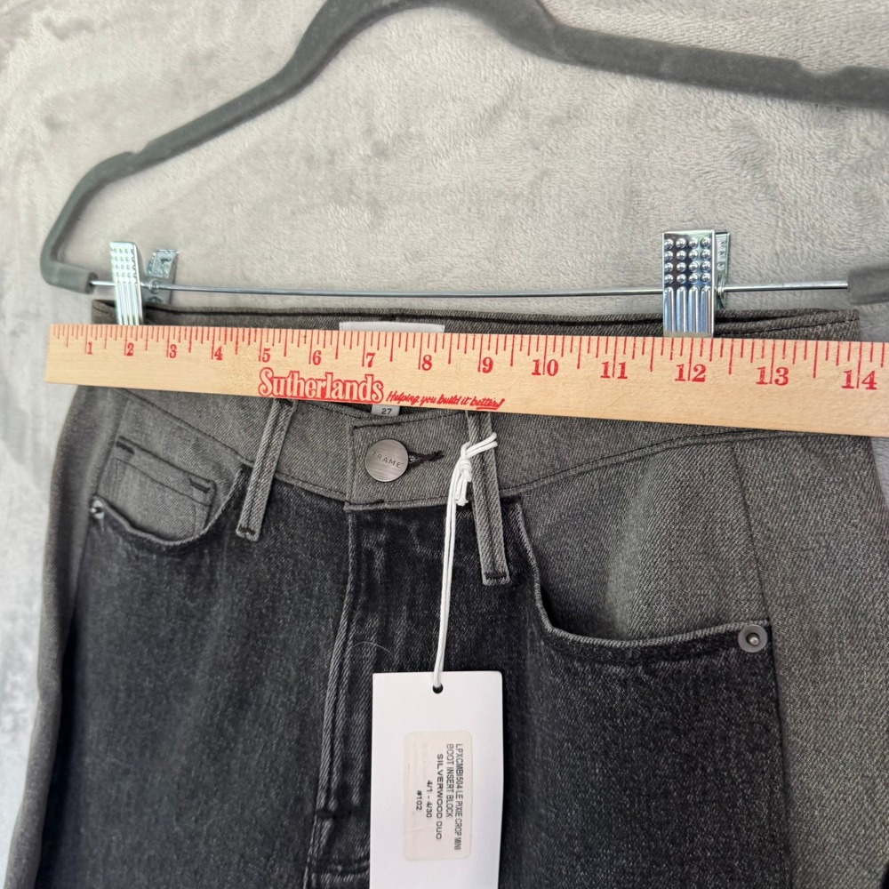 FRAME Le Pixie Crop Mini Boot Colorblock Jeans Silverwood Duo Grey Black Size 27 - Picture 5 of 9